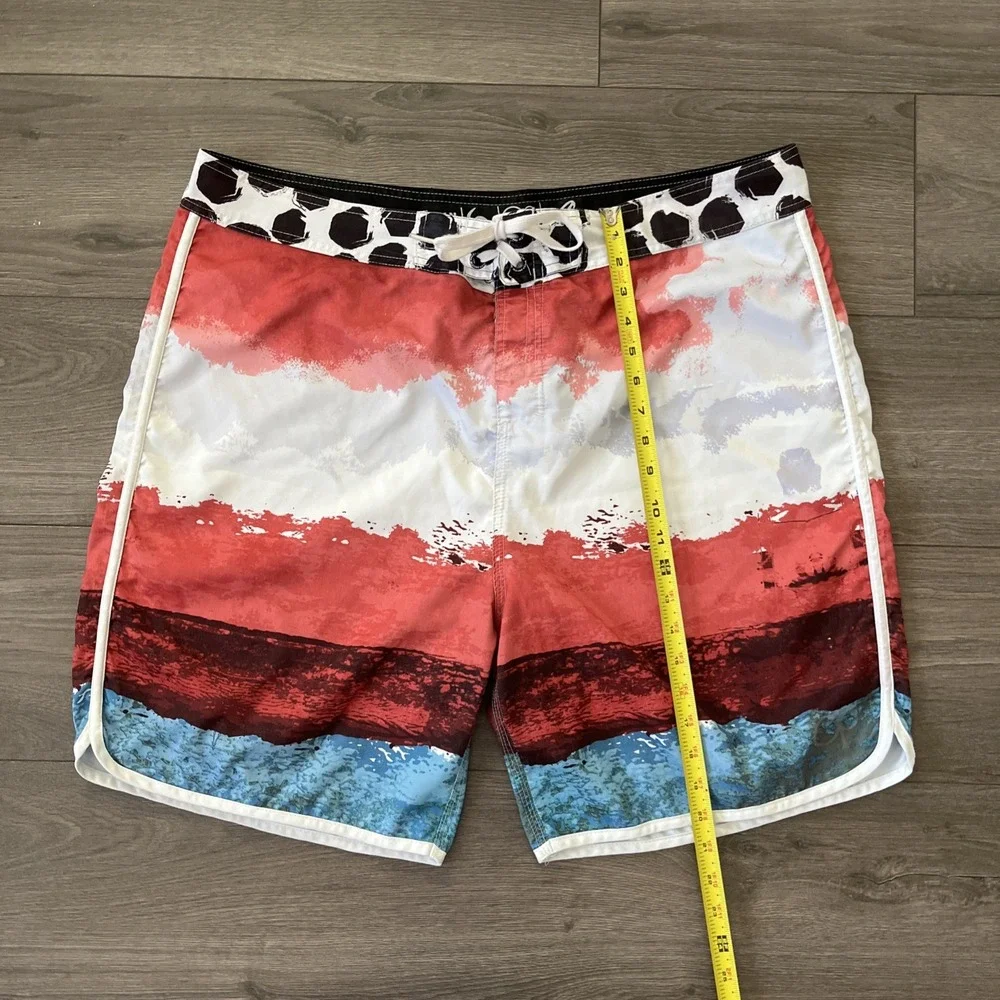 OP Ocean Pacific Boardshorts Mens Sz 40 Red White Blue Stripes